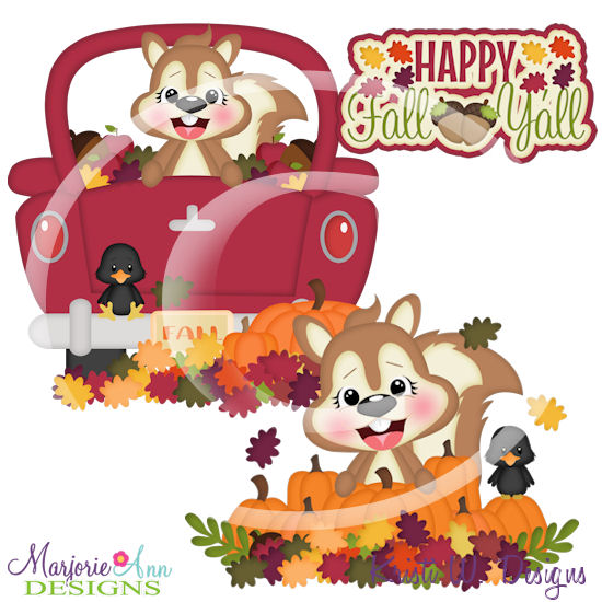 Happy Fall Y'all Squirrel SVG Cutting Files +Clipart - Click Image to Close